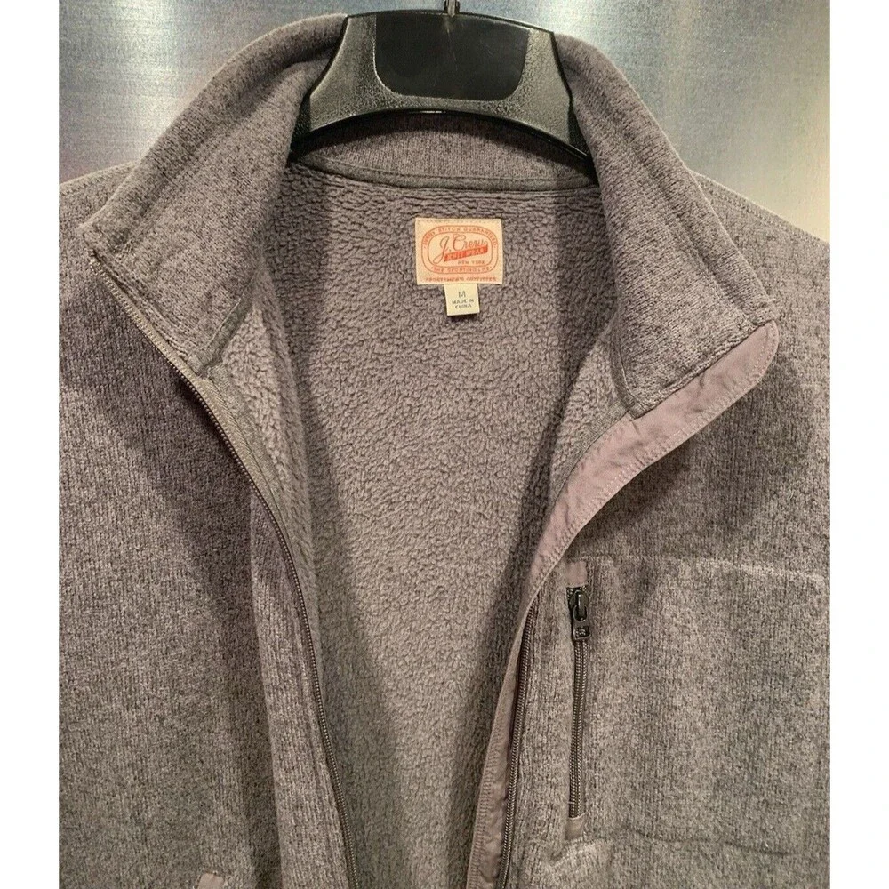 Vest Full Zip Pockets Summit Grey Fleece J.Crew Knit Wear Mens MED  VGUC